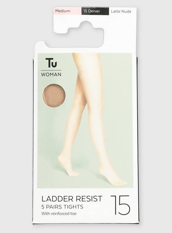 Latte Nude 15 Denier Ladder Resistant Tights 5 Pack S